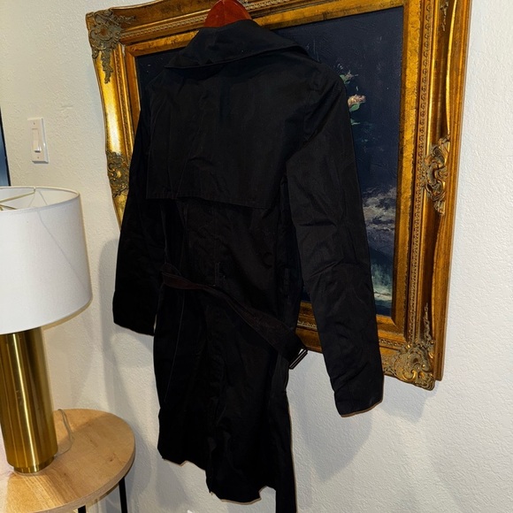 EVERLANE Black Cotton Belted Double Breasted Trench Coat Size XS Used - Picture 6 of 6